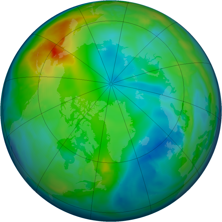 Arctic ozone map for 25 November 2008
